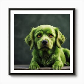 Portrait of Green Dog Art Print