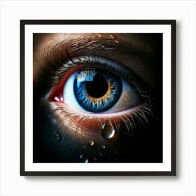 Firefly Hyper Realistic Close Up Of A Tear On Dark Background 68097 (2) Art Print