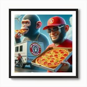 Monkey Pizza 1 Art Print