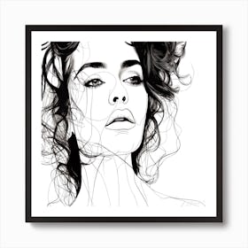 Pondering Face - Line Drawing Portrait Art Print