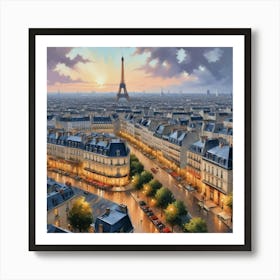 Cityscape Of Paris - Skyline View Art Print 1 Art Print