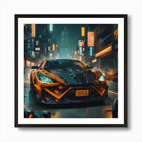 Pumpkin Car (Cyberpunk37) Art Print