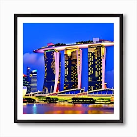 Marina Bay Sands At Night Art Print