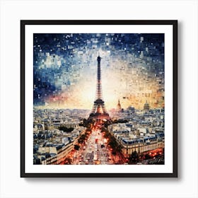 Paris Grids - Paris Eiffel Tower Art Print