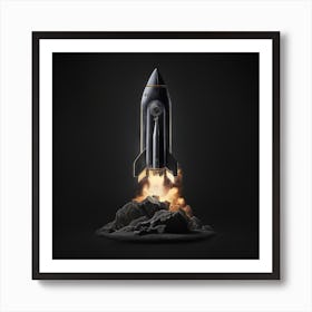 Space Rocket Launch Art Print