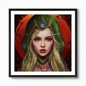 Girl In A Green Robe Art Print