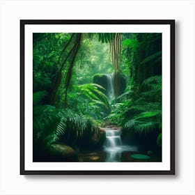 Waterfall In The Jungle Art Print