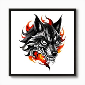 Wolf Head Tattoo 6 Art Print