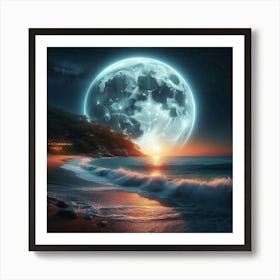 Full Moon Over The Ocean 11 Art Print