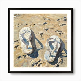 Flip Flops On The Sand Art Print