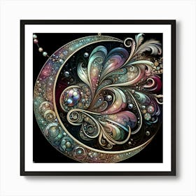 staging art, cresent and flower Art Print