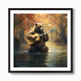 Bear Playing Guitar 4 Art Print