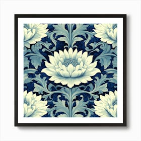 Blue And White Flowers Art Art Print