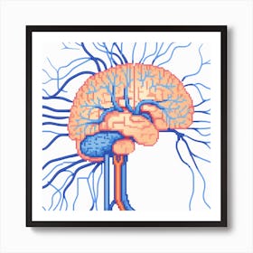 Pixelated Brain 1 Art Print