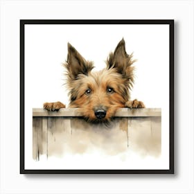 Dog Peeking Over Fence 4 Art Print