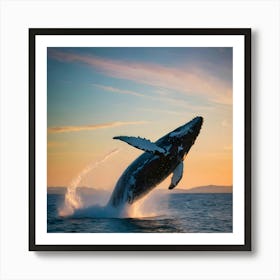 Humpback Whale Jumping Out Of The Water 6 Art Print