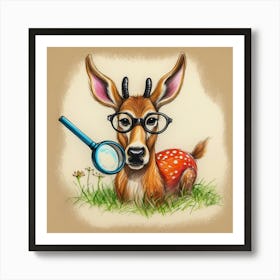 Deer With Magnifying Glass 15 Poster