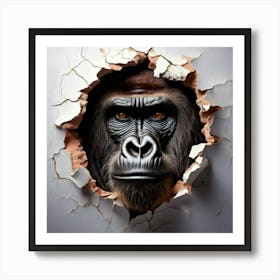 Firefly Intense Gorilla Face Emerging From Ripped Paper 38641 (2) Art Print