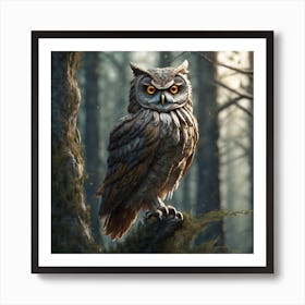 Owl In The Forest 109 Art Print