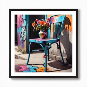 Chair With Flowers Art Print