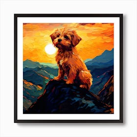 Dog At Sunset 1 Art Print