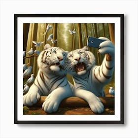 White Tiger Selfie 1 Poster