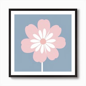 A White And Pink Flower In Minimalist Style Square Composition 441 Art Print