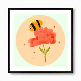 Bee On A Flower Art Print