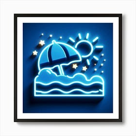 Beach Umbrella Neon Sign Art Print