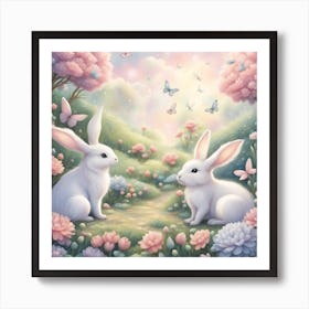 Rabbits In The Garden Art Print