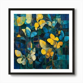 Blue And Yellow Butterflies Art Print