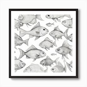 School Of Fish B&W Art Print