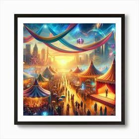 Circus Tents At Night 1 Art Print