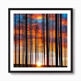 Sunset In The Forest 13 Art Print