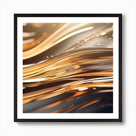 Abstract Gold Wave Art Print