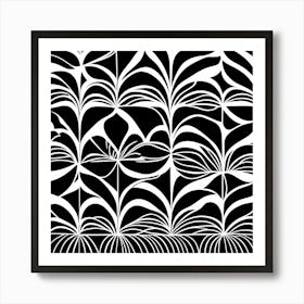 Linocut Abstract Mid Century Inspired Black And White Contrast art, 190 Art Print