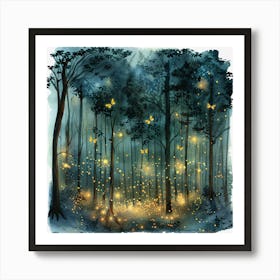 Fireflies In The Forest 3 Art Print