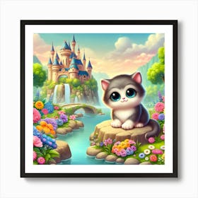 Cute Kitten In A Castle Art Print