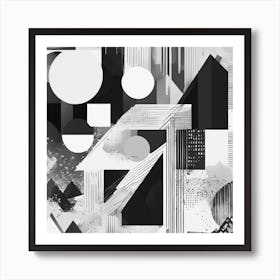 Abstract Geometric Patterns In Monochrome Art Print