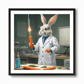 Rabbit Holding A Candle Art Print