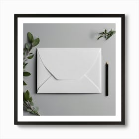 White Envelope With Eucalyptus Leaves Art Print