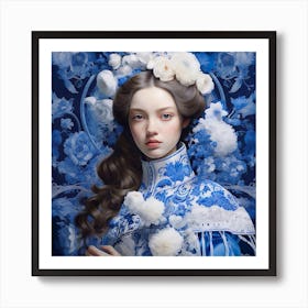 Dutch girl in blue Art Print