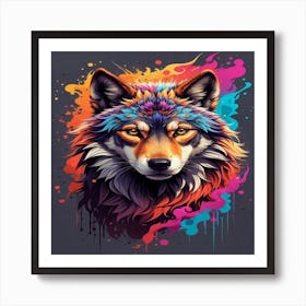 Colorful Wolf Art Print