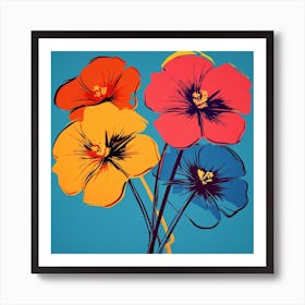 Andy Warhol Style Pop Art Flowers Flax Flower 2 Square Art Print