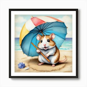 Hamster On The Beach 2 Art Print