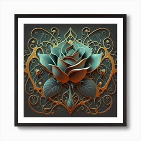 Stylized and intricate geometric black rose 5 Art Print