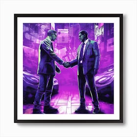 Two Men Shaking Hands Art Print