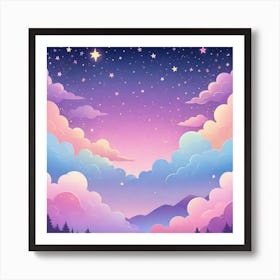 Sky With Twinkling Stars In Pastel Colors Square Composition 249 Art Print