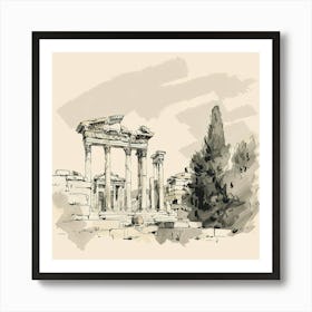 Sketch Of A Temple Art Print