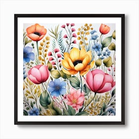 Watercolor Flowers 9 Art Print